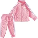 Adidas Little Girls Long Sleeves Classic Tricot Track Jacket and Pants, 2-Piece Set - Light Pink