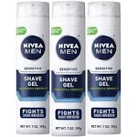 Nivea Men Sensitive Shave Gel with Vitamin E Soothing Chamomile and Witch Hazel Extracts 3 Pack of 7 oz Cans