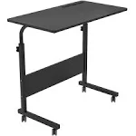 Soges Rolling Laptop Desk Cart Height Adjustable, 31.5 Inches Mobile Sofa Side Table with Tablet Slot, Portable Standing Laptop Table Desk, Small C