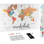 Scratch Off Map of The World Deluxe Watercolor Wanderlust Edition XL