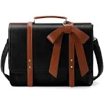 Ecosusi Women Briefcase PU Leather Laptop Bag College Satchel Fit 15.6" Laptop