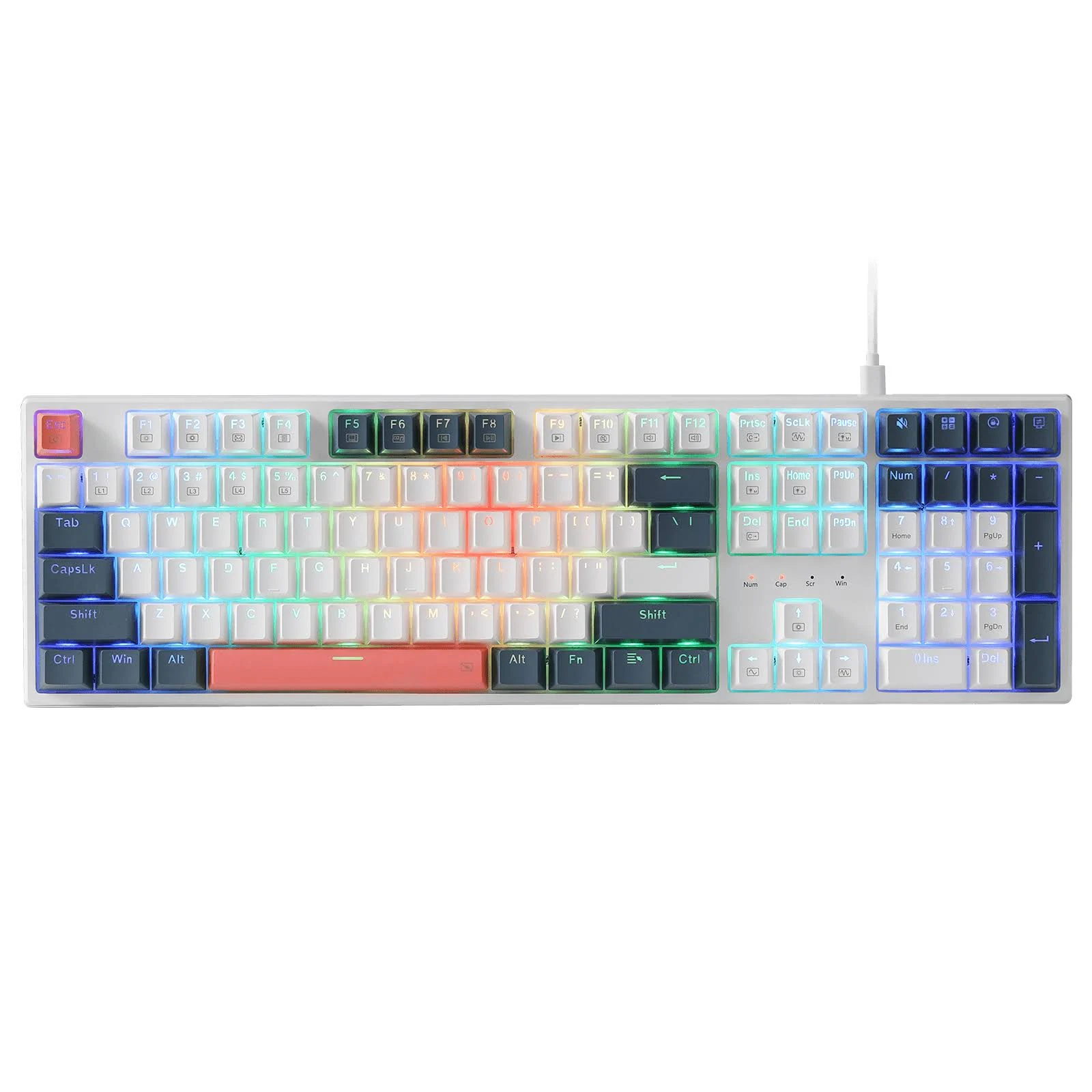 K668 RGB Gaming Keyboard, 104 Keys + Extra 4 Hotkeys Wired Mechanical Keyboard