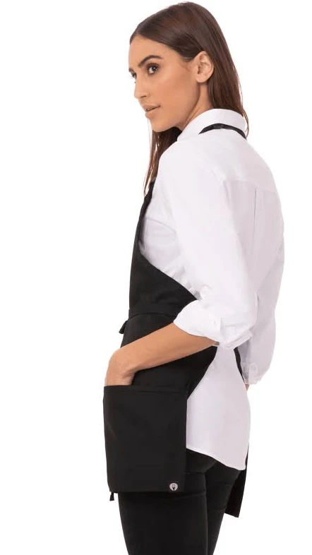 Chef Works Unisex Three Pocket Apron, Black, Plus Size