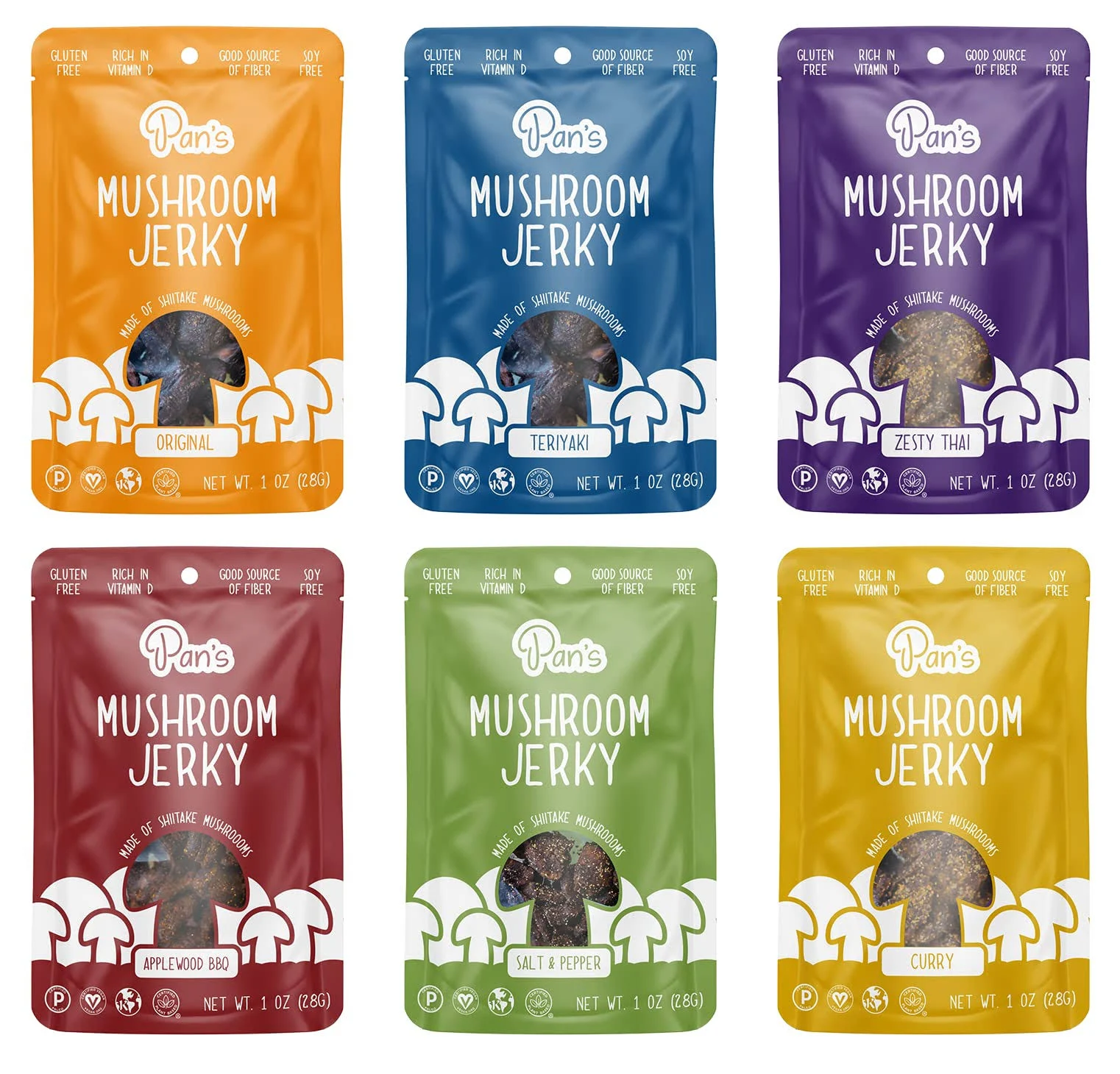 Pan's Mushroom Jerky Vegan Snack Packs