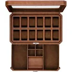 Rothwell 12 Slot Leather Watch Box with Valet Drawer - Luxury Watch Case Display