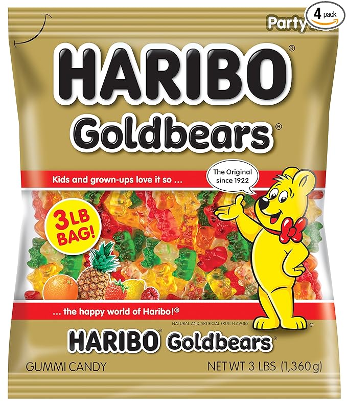 Haribo Gummi Candy, Goldbears Gummy Candy, 48 Ounce (Pack of 4)