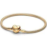 Pandora Moments Snake Chain Heart Clasp Bracelet 14k Gold-Plated