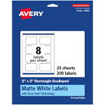 Avery Matte White Scalloped Rectangle Labels with Sure Feed, 2" x 3", 200 Matte White Printable Labels