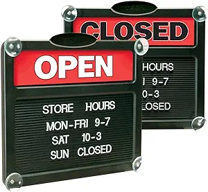 Headline Sign Double-Sided Open/Closed Sign w/Plastic Push Characters,