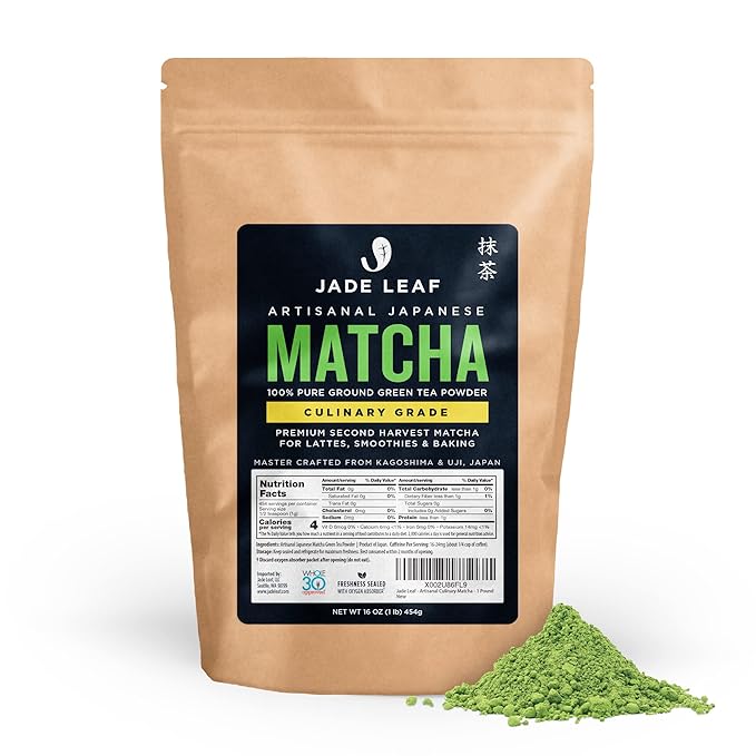 Jade Leaf - Organic Japanese Matcha Green Tea Powder, Ingredient Grade (1 pound)