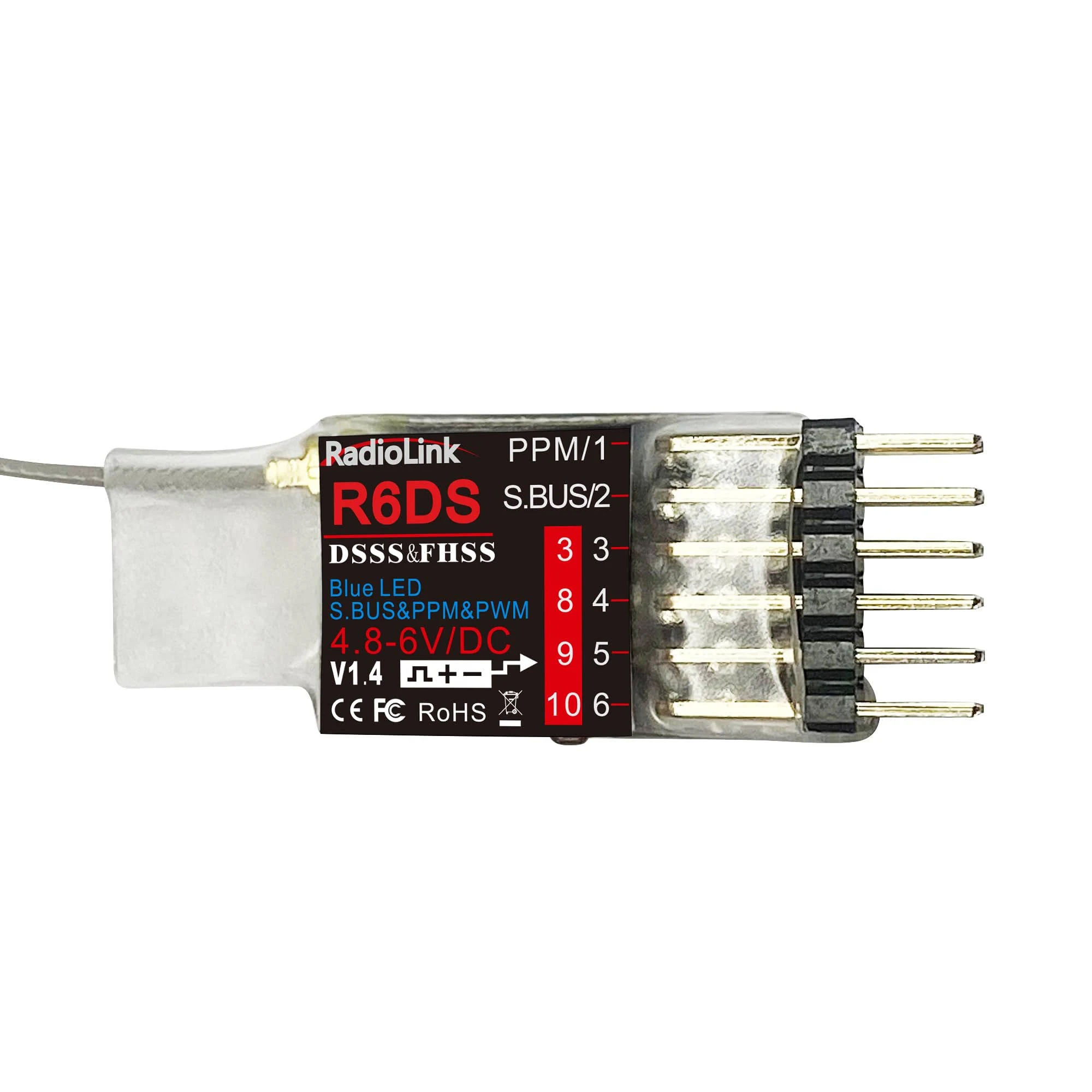 Radiolink r6ds 2.4ghz rc receiver 6/10 channels sbus/pwm/ppm for drone airplane