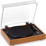 Electrohome Montrose Wireless Vinyl Record Player 2-Speed Belt-Drive Turntable, with Audio-Technica Stylus, Bluetooth, Vinyl-to-MP3 Recording, Speed Control Motor, Built-in Preamp, Wood Plinth (RR36)