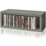 Media Storage CD Rack Stackable Organizer - Holds 40 CDs - Grey