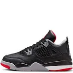 Jordan 4 "Bred Reimagined" para niños pequeños PS preescolar negro/rojo fuego, gris cemento (BQ7669-006)