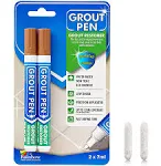 Grout Pen Tile Paint Marker: Waterproof Grout Paint, Tile Grout Colorant and Sealer Pen - Narrow 5mm, 2 Pack with Extra Tips (7mL) - Terracotta