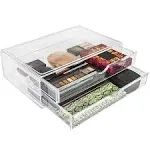 Sorbus Large Stackable Acrylic Drawers - 2 Clear Storage Drawers for Organizing Make up, Nail Polish, Hair Accessories, and Beauty Supplies - Makeup Organizer for Vanity, Bathroom Organizer Countertop