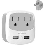 Australia New Zealand Power Plug Adapter, TESSAN Type I Travel Adaptor with 2 Electrical Outlets 2 USB Ports (1 USB C), Power Adapter for US to China Australian Argentina Fiji Cook Islands AU