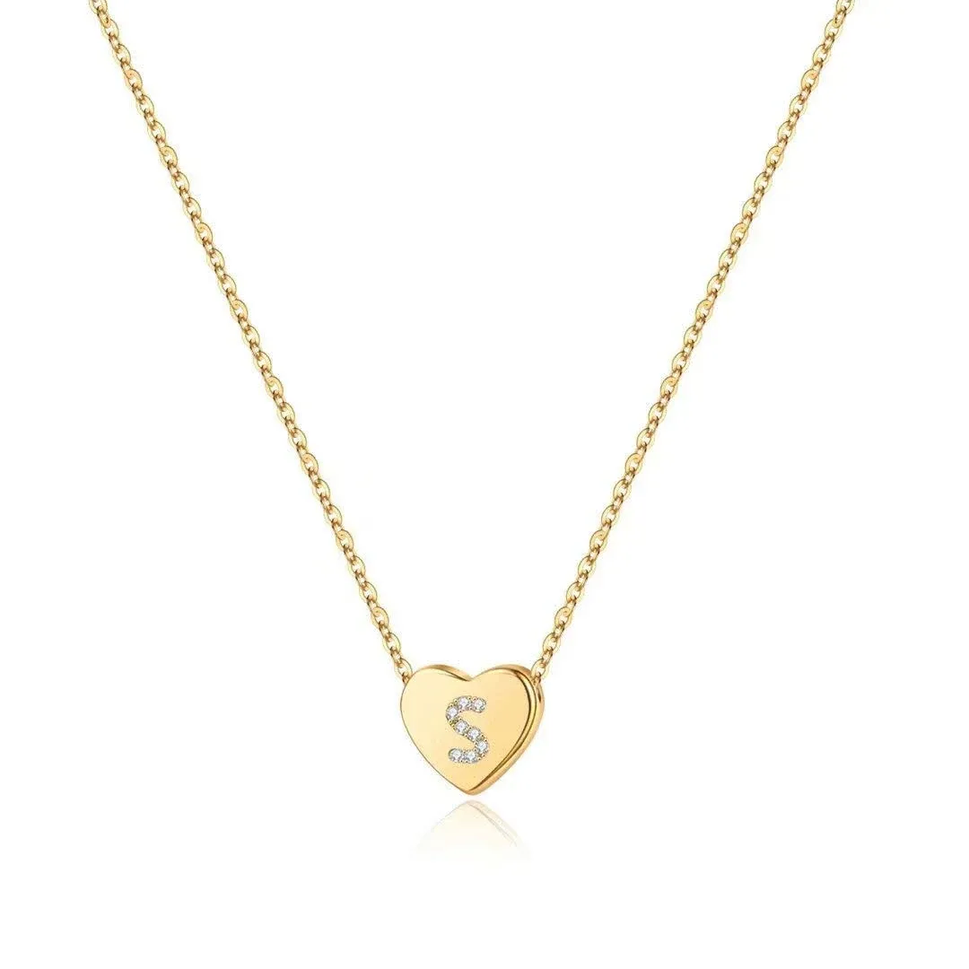 14K Gold Filled Heart Initial Necklace