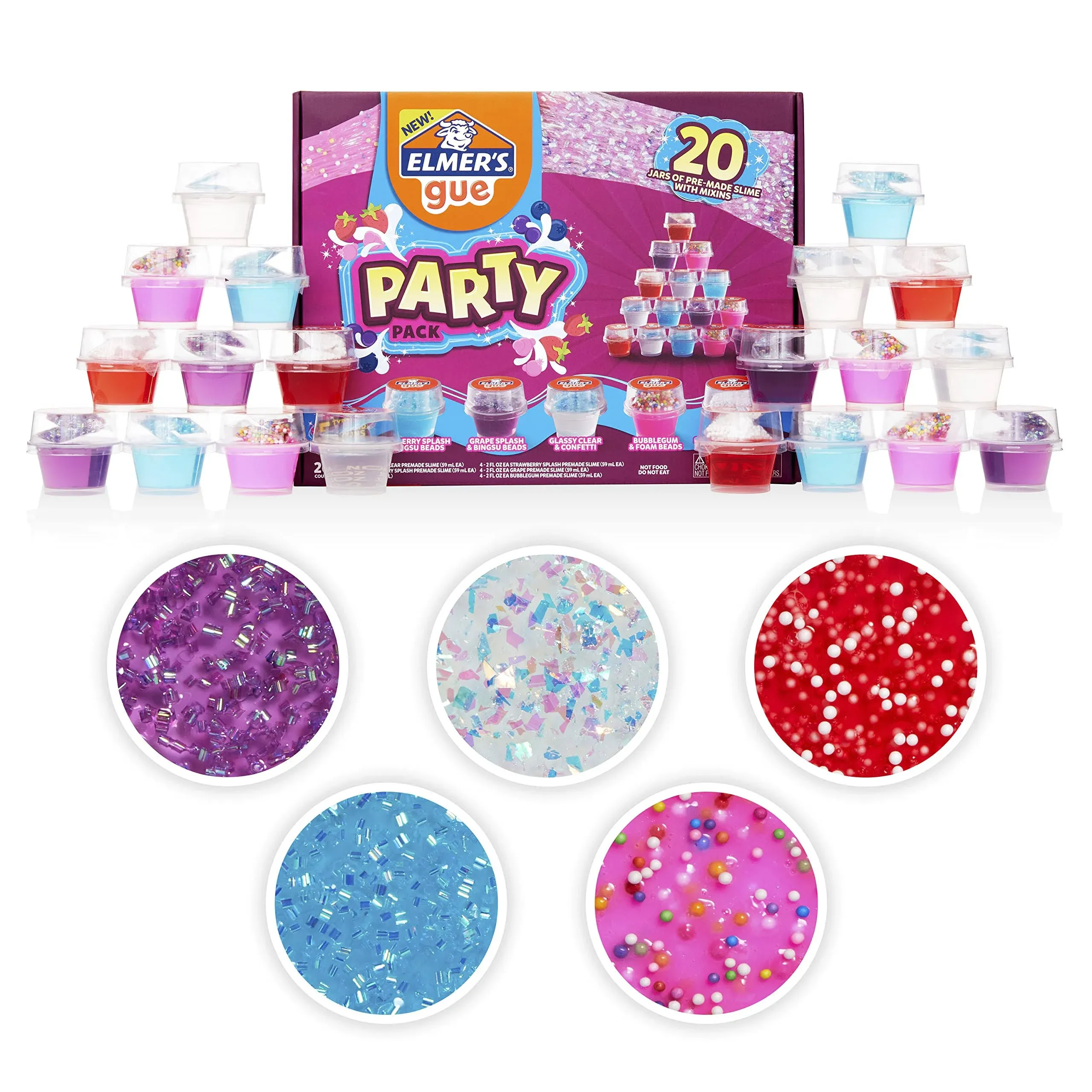 Elmer&apos;s Premade Slime Party Pack W Mix Ins 20 Pkg