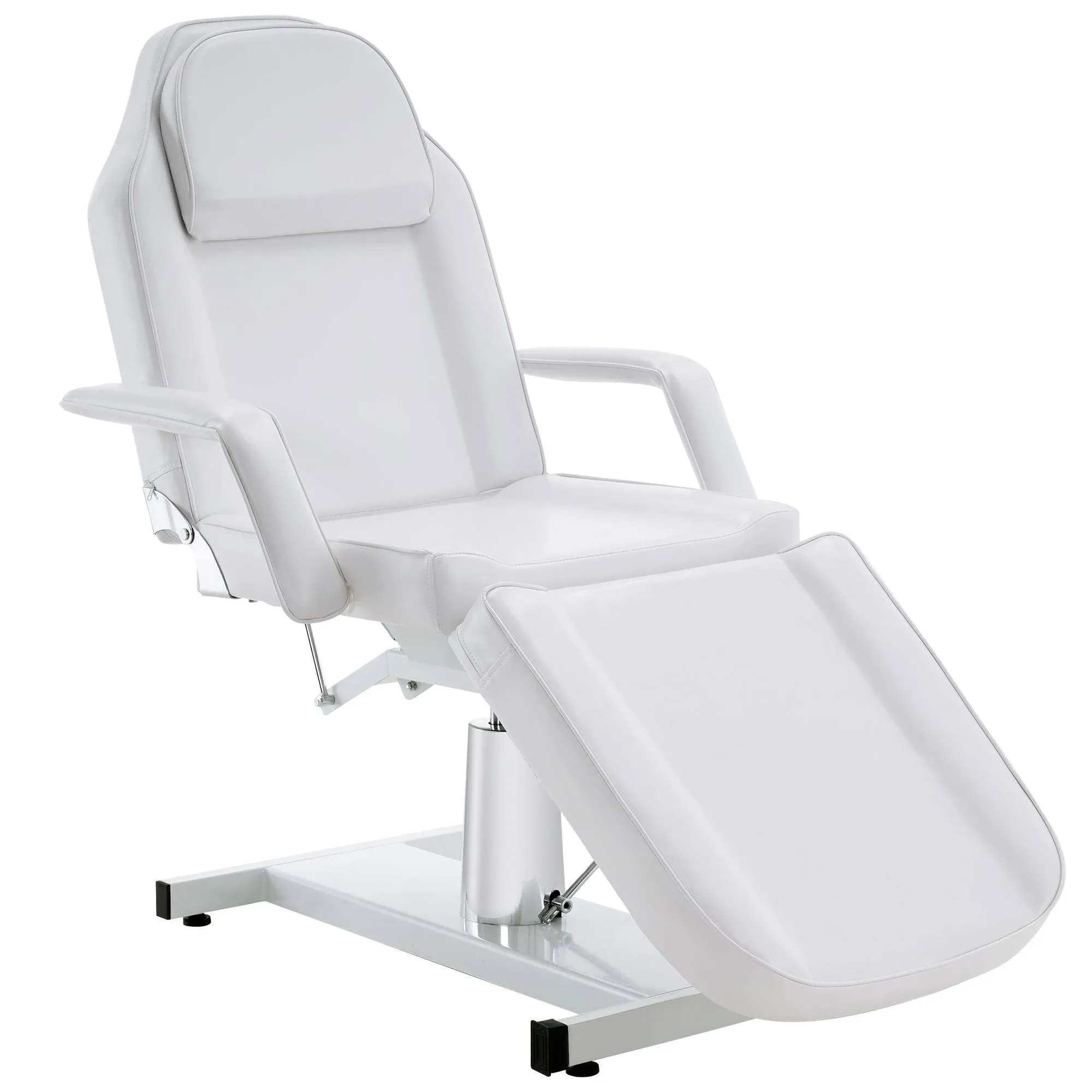 BarberPub Hydraulic Massage Bed Height Adjustable Tattoo Spa Chair Multi-functional Facial Table Beauty Equipment for Salon 2753 White