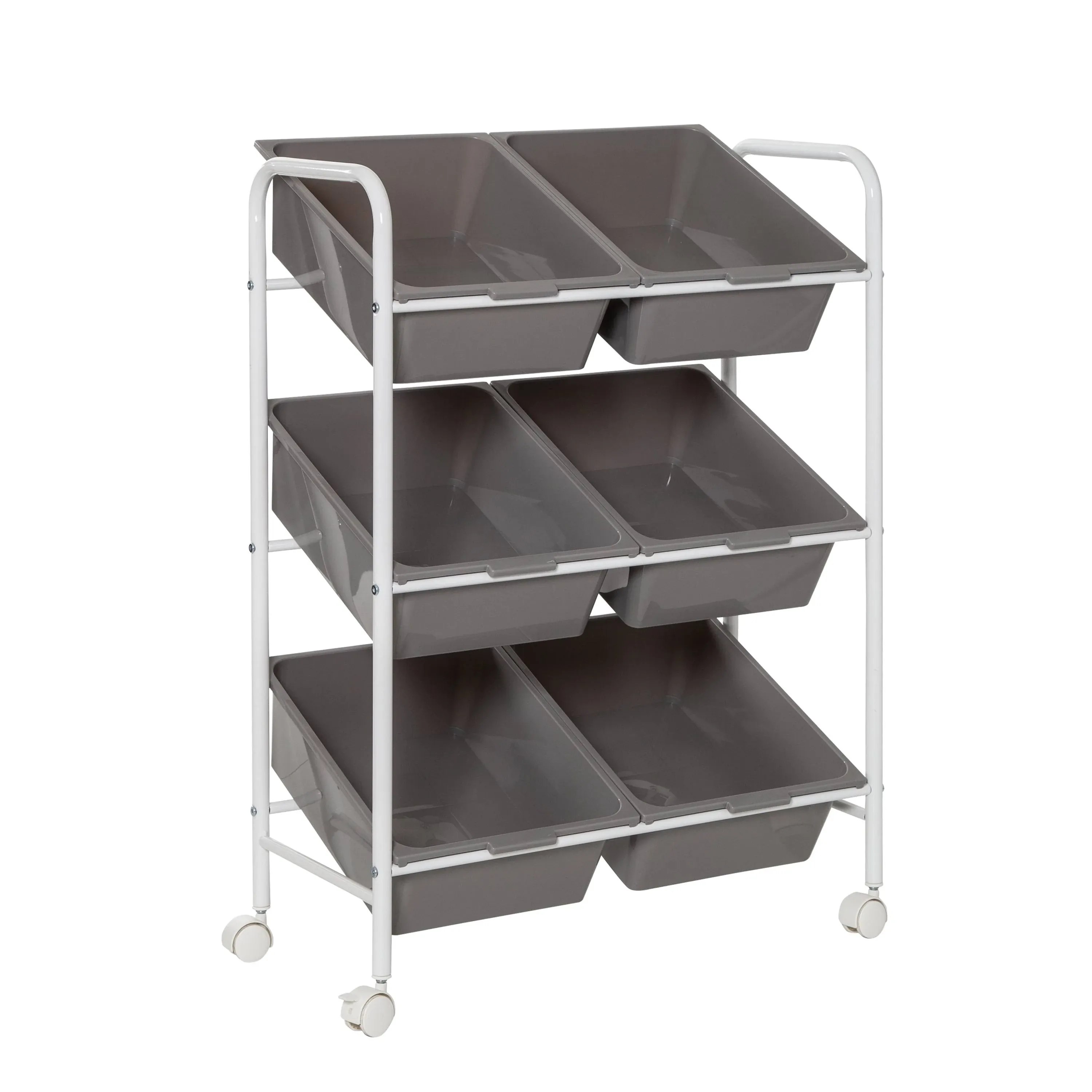 Honey-Can-Do Grey/White 6-Bin Rolling Storage Cart