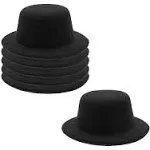 FOIBURELY 6 Pcs 5.1" W Black Mini Formal Hats Miniature Hats for DIY Crafts Hair Accessories Decorate