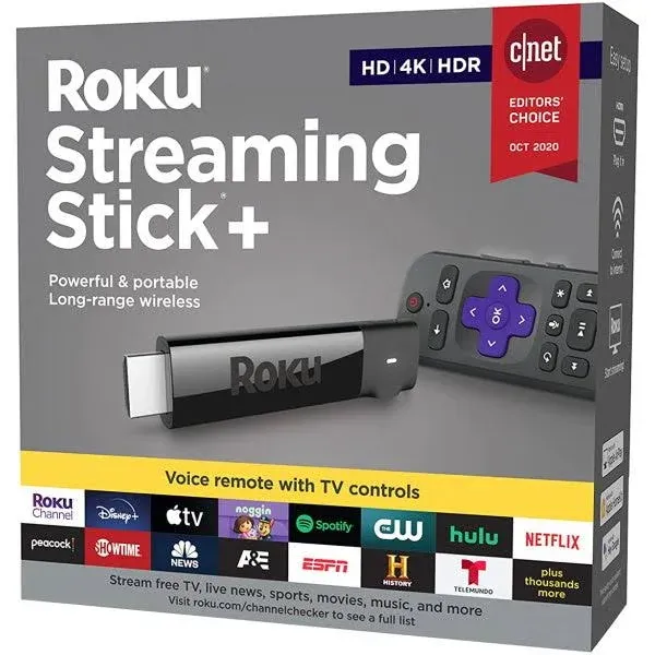 Roku - Streaming Stick+ 4K Streaming Device with Roku Voice Remote and TV ...