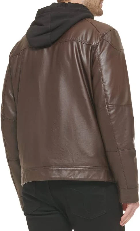 Calvin Klein Men's Motorcycle Jacket With Removable Hoodie