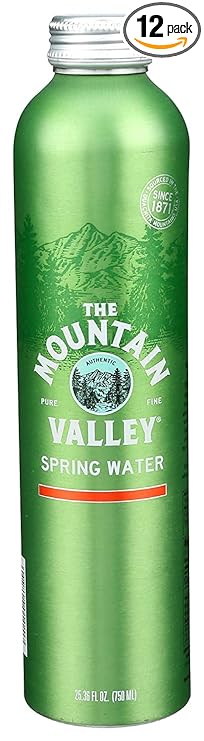 Mountain Valley, Spring Water, Aluminum Bottle, 25.36 ounces, 750ml (Pack of 12)