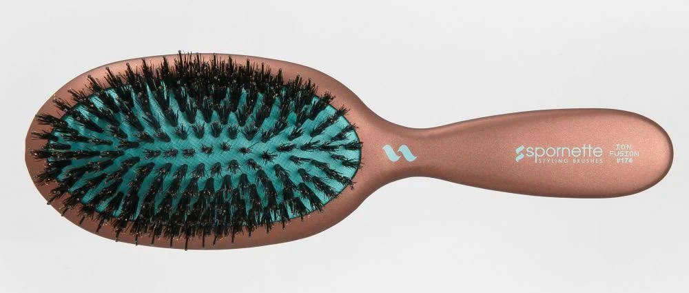 Spornette Ion Fusion Cushion Oval Brush - Boar & Nylon Bristle Mix for Brushing Out, Smoothing, Detangling, Styling and Setting Medium to Long, Thick, Thin or Normal Hair for Men, Women and Children