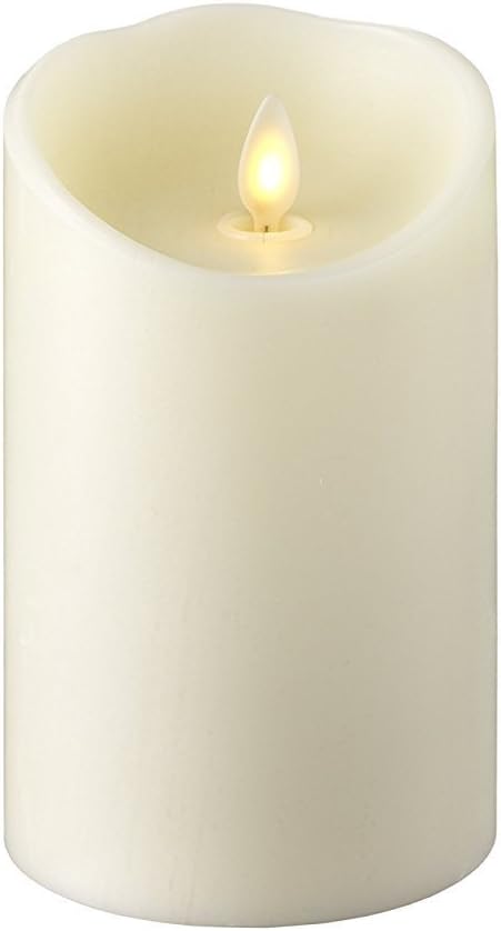 Push Flame Flameless Battery Operated LED Pillar Candle Ivory 3.5"x 5", for Home Décor, Holiday and Gift