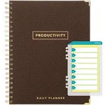 Global Printed Products Planner with Bookmark and Notepad - Spiral Notebook for Daily Planning - 8.5" x 11" (Brown)