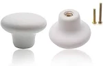 8 Pack White Ceramic Cabinet Knobs Round Shape Drawer Knob Kitchen Cupboard Pull