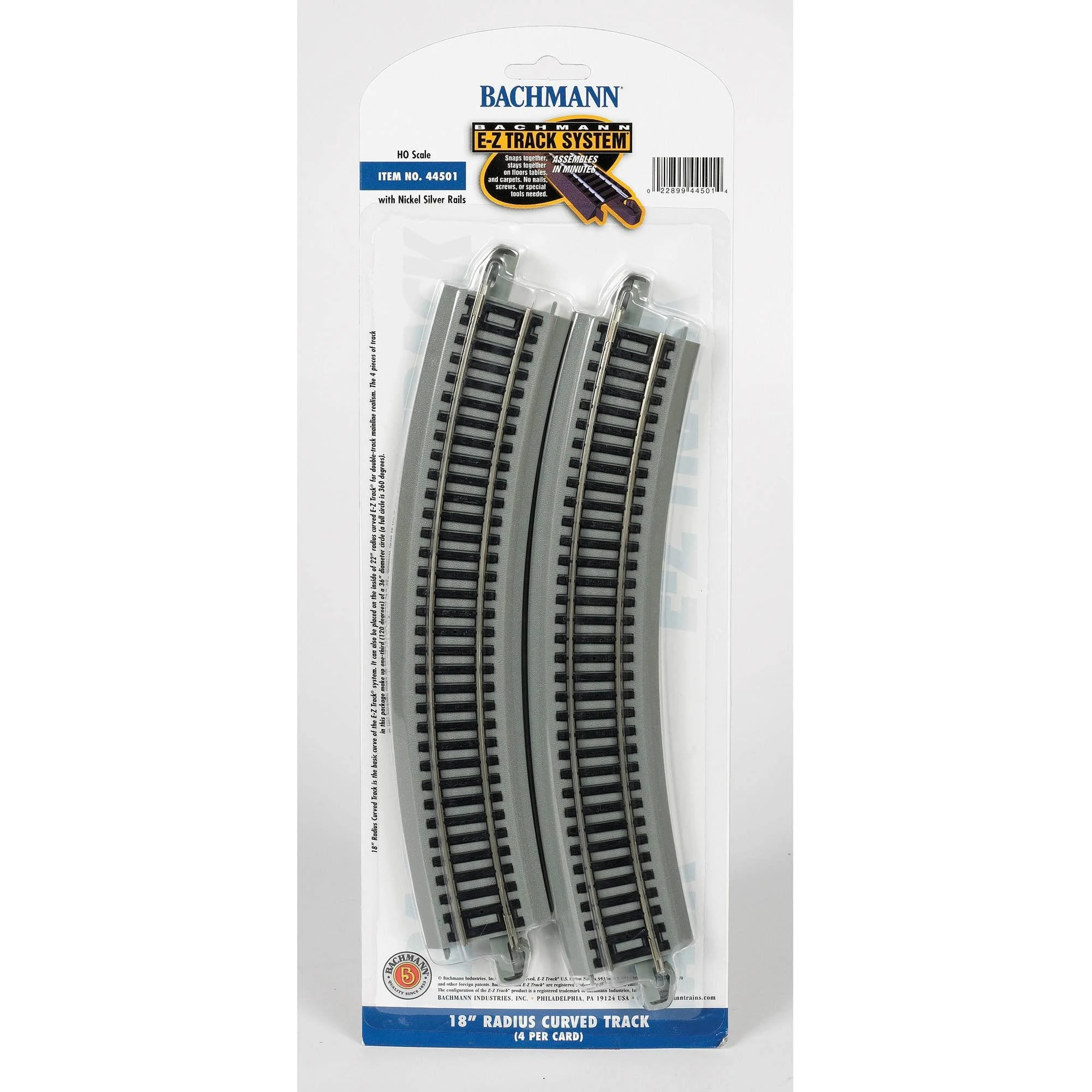 EZ Track 18" Curve N/S (4) HO Scale