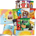 Midi International Snack Box | Premium Exotic Foreign Snacks | Unique Snack Food Gifts Included | Light Blue Space Theme | Candies from Around the World | 12 Full-Size + 1 Bonus Snacks