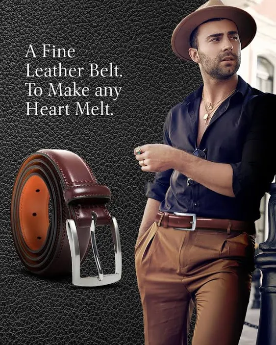 Genuine Leather Dress Belts For Men - Mens Belt For Suits, Jeans, Uniform With Single Prong Buckle - Designed in the USA