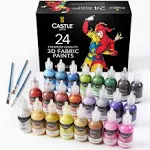 3D Fabric Paint Set | 24 Quality Vibrant Colors In 29Ml Bottles | For Artists; F