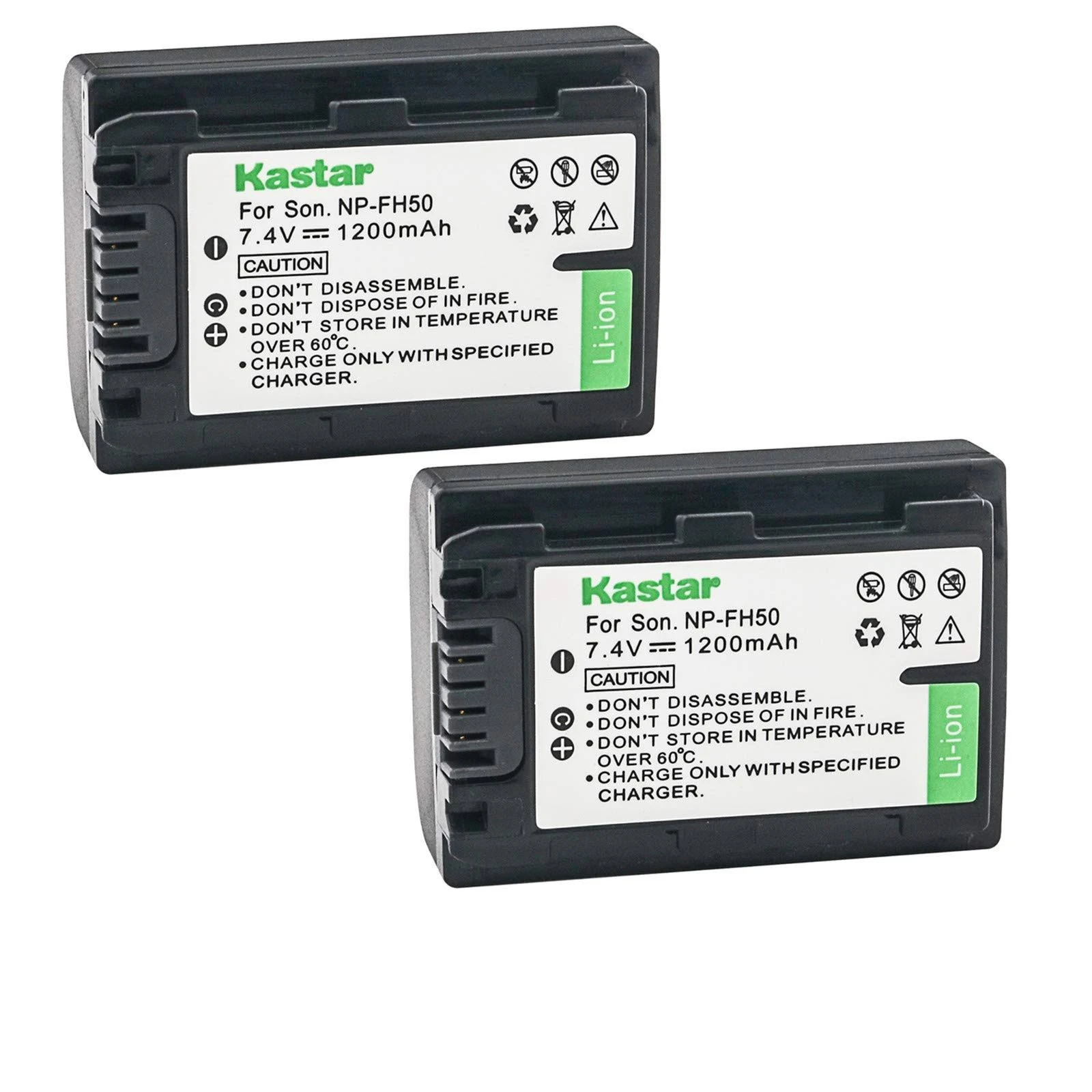 Kastar Battery (2-Pack) for Sony NP-FH50, NP-FH40, NP-FH30 & Sony DSLR-A230, DSLR-A330, DSLR-A290, DSLR-A380, DSLR-A390, HDR-TG1E, HDR-TG3, HDR-TG5, HDR-TG5V, HDR-TG7, DSC-HX1, DSC-HX200, DSC-HX100V