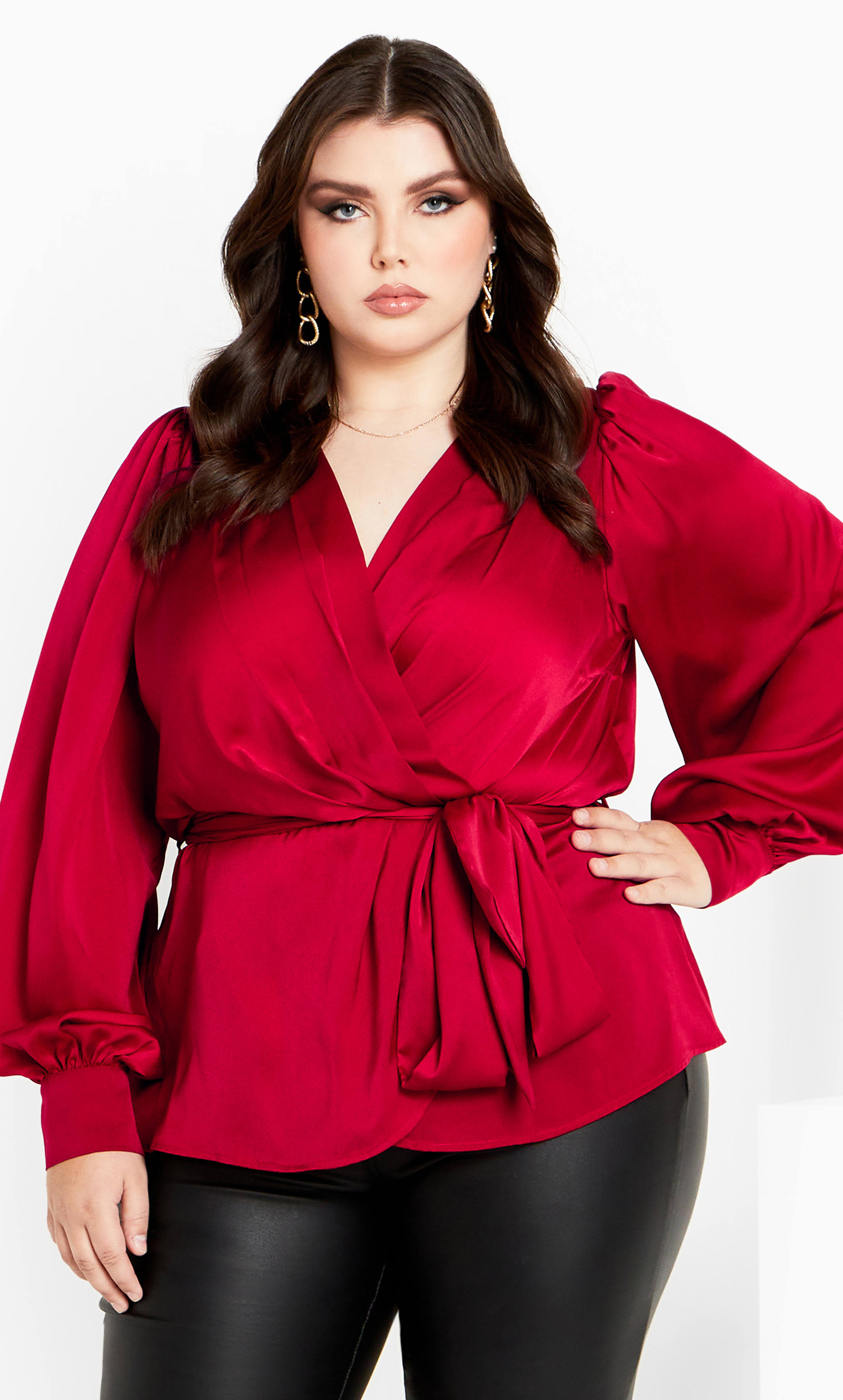 Plus Size Top Opulent in Cherry, Size 12 | City Chic