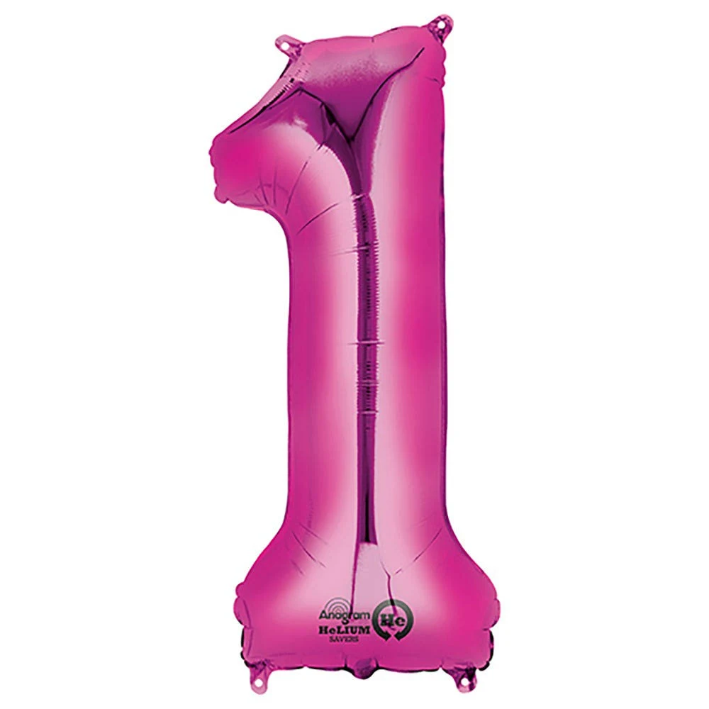 Pink Number 1 Shape Foil Balloon, 34"