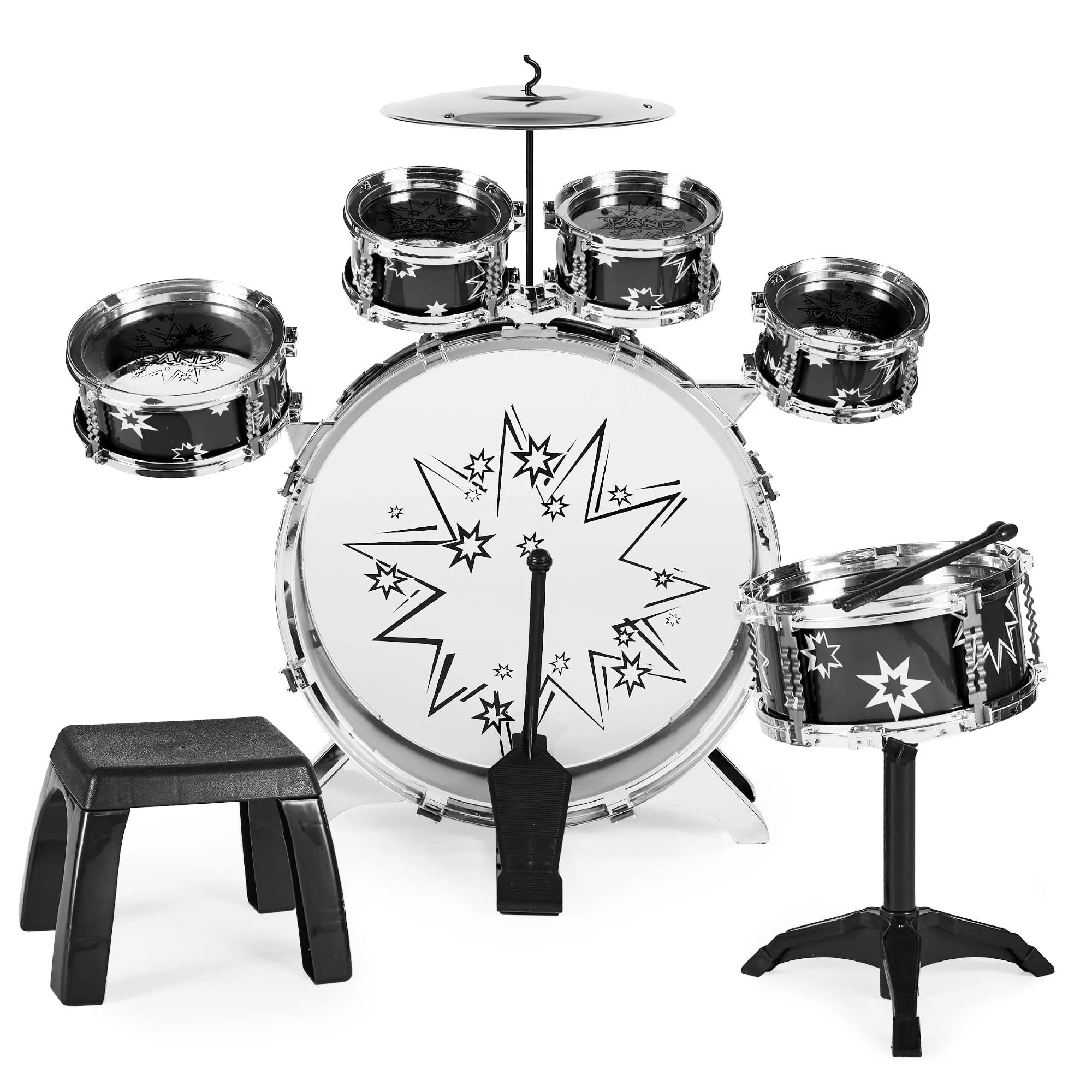 Best Choice Products 11-Piece Kids Starter Drum Set w/ Bass Drum