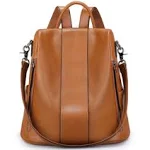 S-ZONE Leather Backpack Purses for Women Antitheft Soft Rucksack Ladies Shoulder Bag Medium