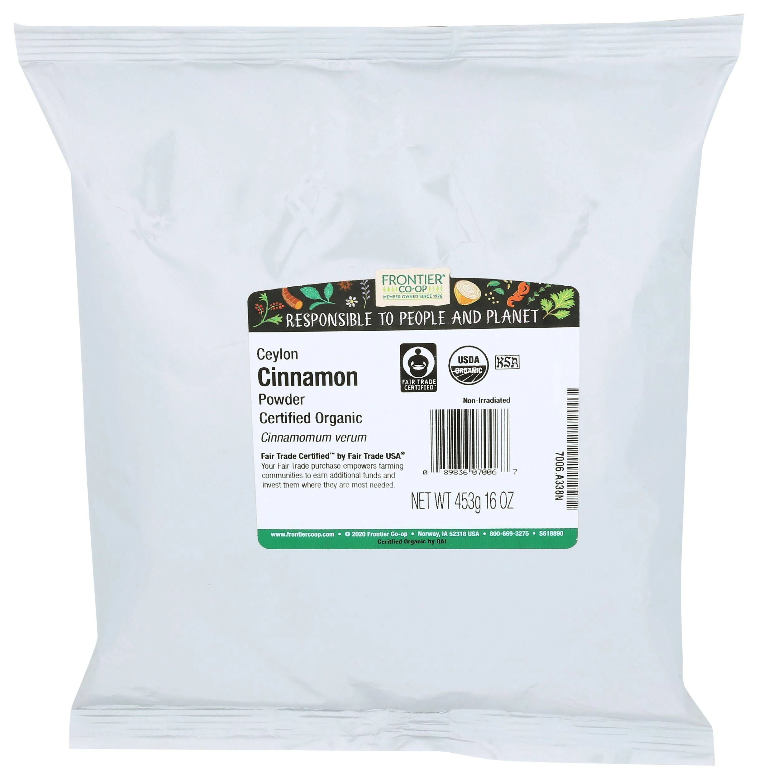 Frontier Herb Organic Fair Trade Ceylon Cinnamon Powder, 16 Ounce