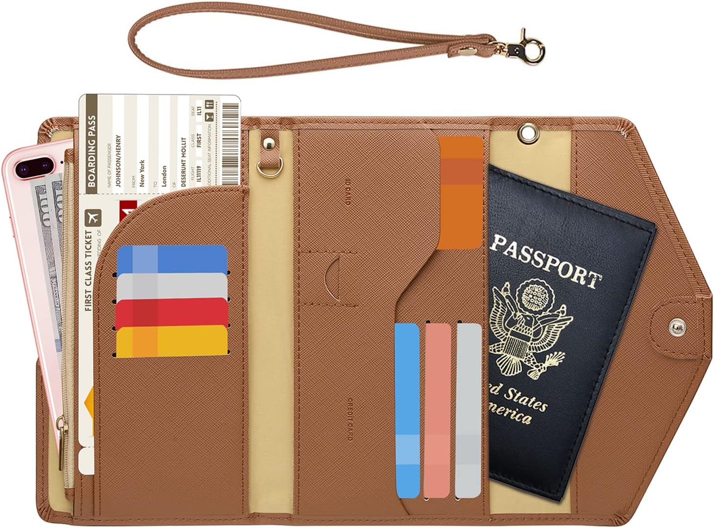 ZOPPEN Passport Holder Women Travel Wallet (Ver.5) for Women Rfid Blocking Passport Cover Case Document Organizer Wrist Strap