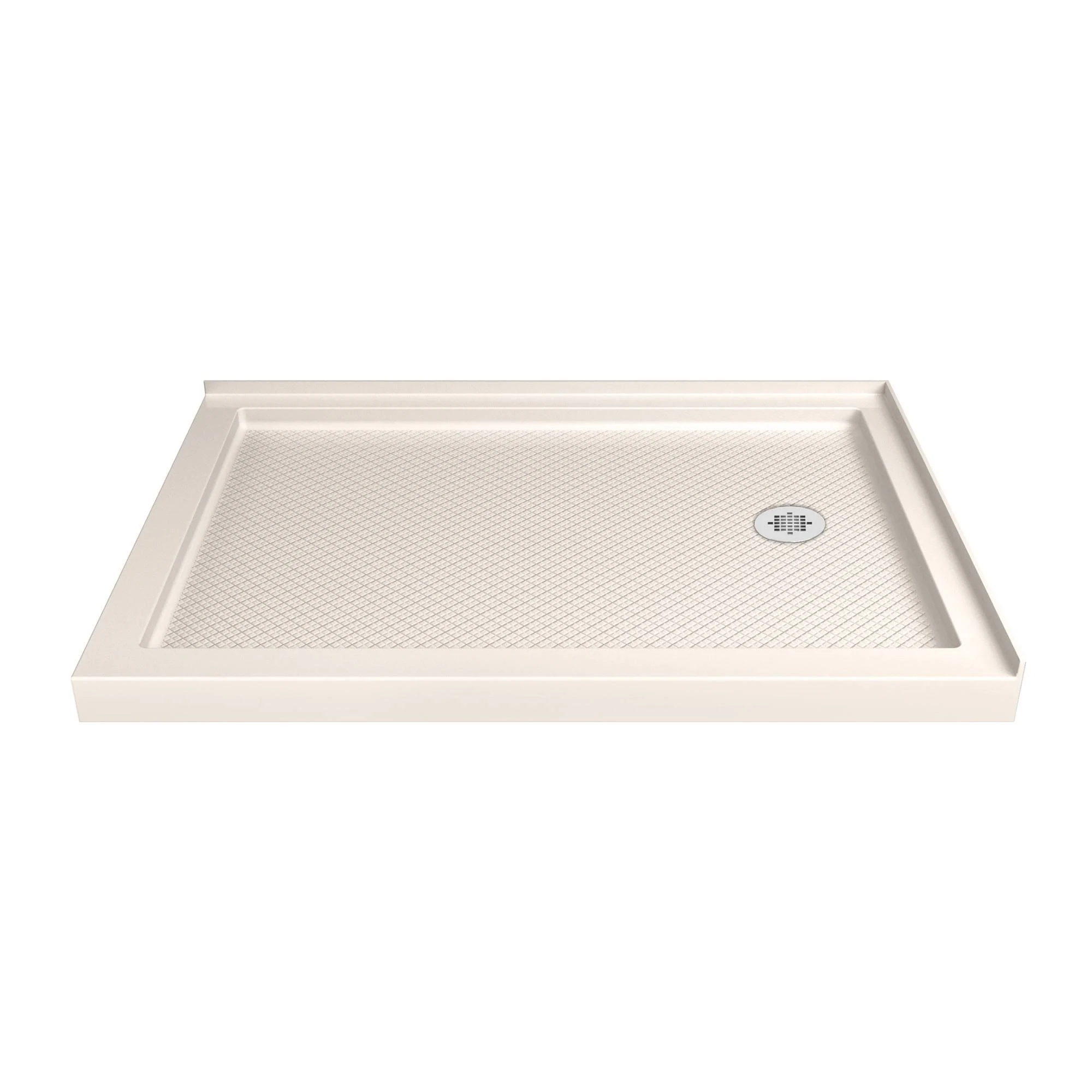 DreamLine Slimline 36"D x 48"W x 2 3/4"H Right Drain Double Threshold Shower Base, Biscuit