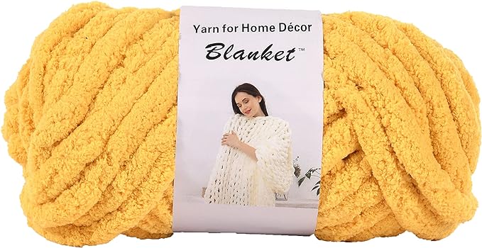 Chenille Chunky Yarn Arm Knitting Thick Bulky DIY for Knit Blanket Cushion Bed Sofa Home Decor (Ginger, 250g/0.55 lb, 24 yards)