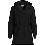 Lands' End Women's Tall Waterproof Hooded Packable Raincoat - Medium Tall - Black