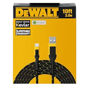 DeWalt 10ft Reinforced Braided Cable- USB-A & USB-C