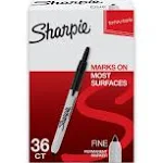 Sharpie Retractable Permanent Marker, Fine Bullet Tip, Black, 36-Pack