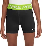 Nike Girls' 3” Pro Shorts, Medium, Black/Volt